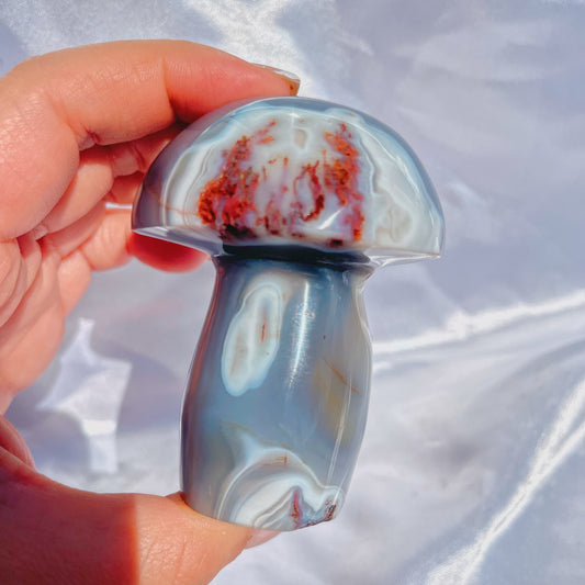 Agate W/ Moss Mushroom